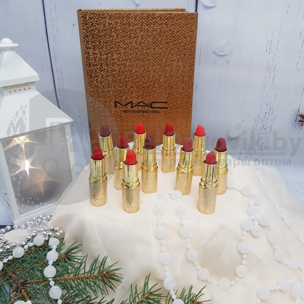 Набор помад в подарочной упаковке MAC matte lipstick rouge a levres Gold (12 матовых оттенков по 3 g) - фото 6 - id-p113251504