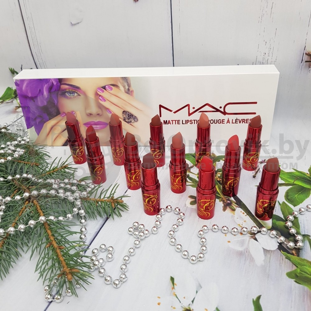 Набор матовых помад Mac matte lipstick rouge a levres 12 оттенков - фото 5 - id-p93844923
