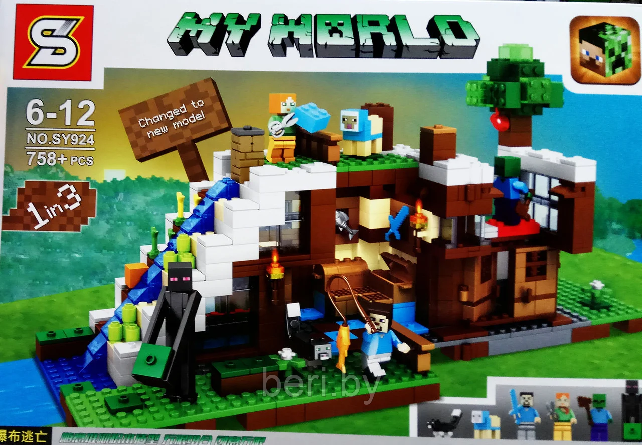 10624 Конструктор Bela My World "База на водопаде" 747 деталей, (аналог Lego Minecraft 21134) - фото 1 - id-p113396668