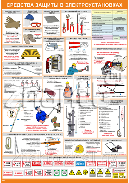 Плакат по охране труда Средства защиты в электроустановках - фото 1 - id-p113467521