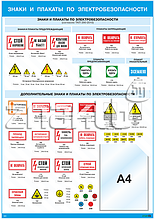Плакат по охране труда Знаки и плакаты по электробезопасности (карман А4)
