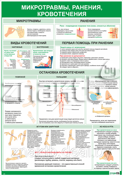 Плакат информационный Микротравмы, ранения, кровотечения - фото 1 - id-p113467768