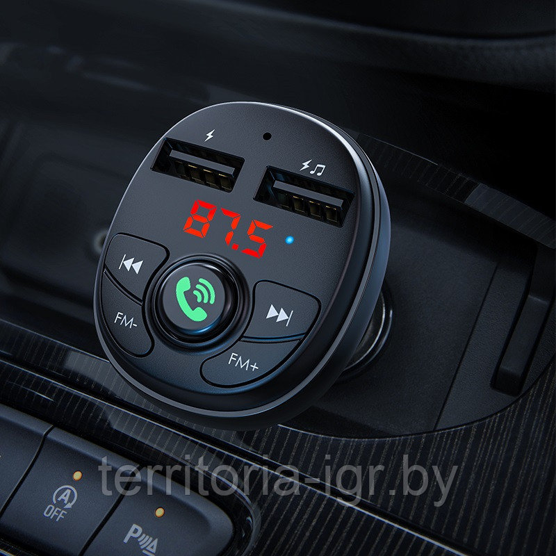 FM-трансмиттер Bluetooth BC26 черный Borofone - фото 3 - id-p113467886