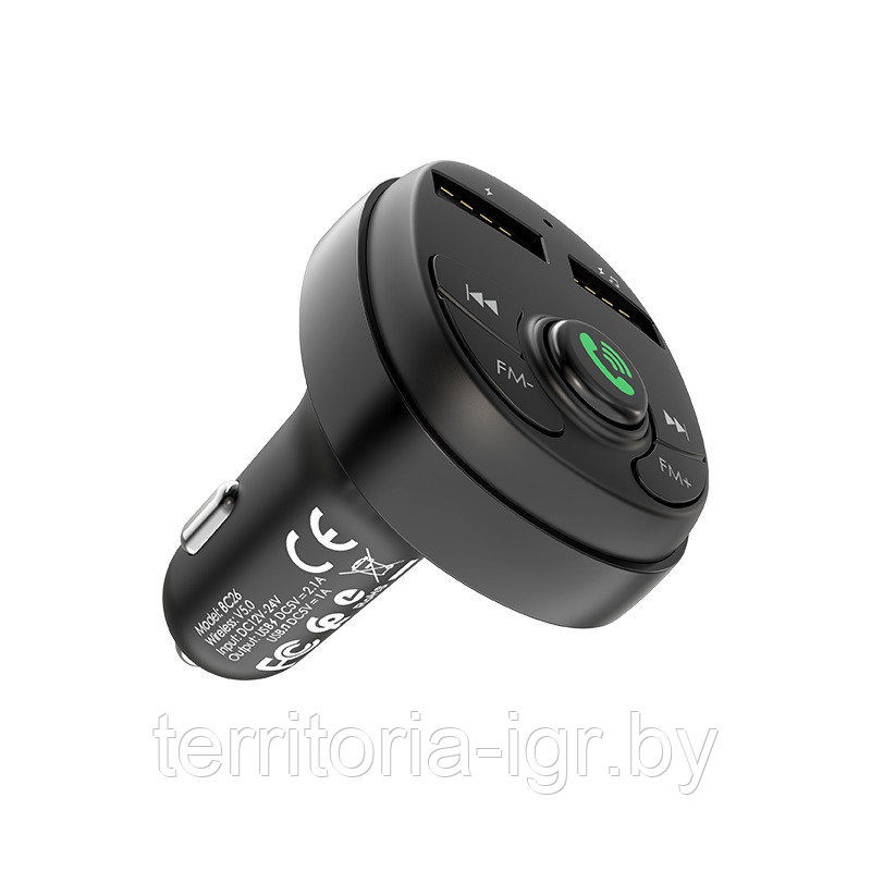 FM-трансмиттер Bluetooth BC26 черный Borofone - фото 6 - id-p113467886