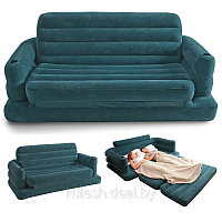 Насос 220 v в комплекте! Надувной диван трансформер Intex 68566, 231х193х71см (цвет "голубая ель")