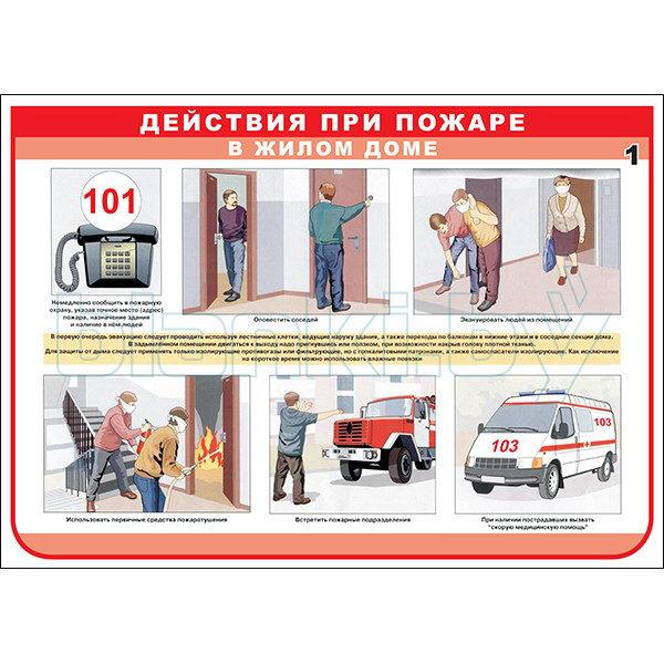 Плакат пожарная безопасность: действия при пожаре - фото 1 - id-p113414343