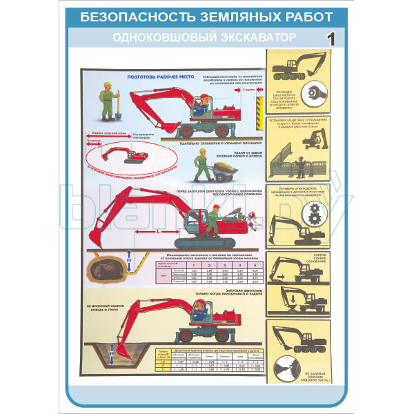 Плакат Безопасность земляных работ - Одноковшовый экскаватор - фото 4 - id-p113414380