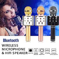 Караоке-микрофон Bluetooth WS-858 Оригинал Розовое Золото Wster