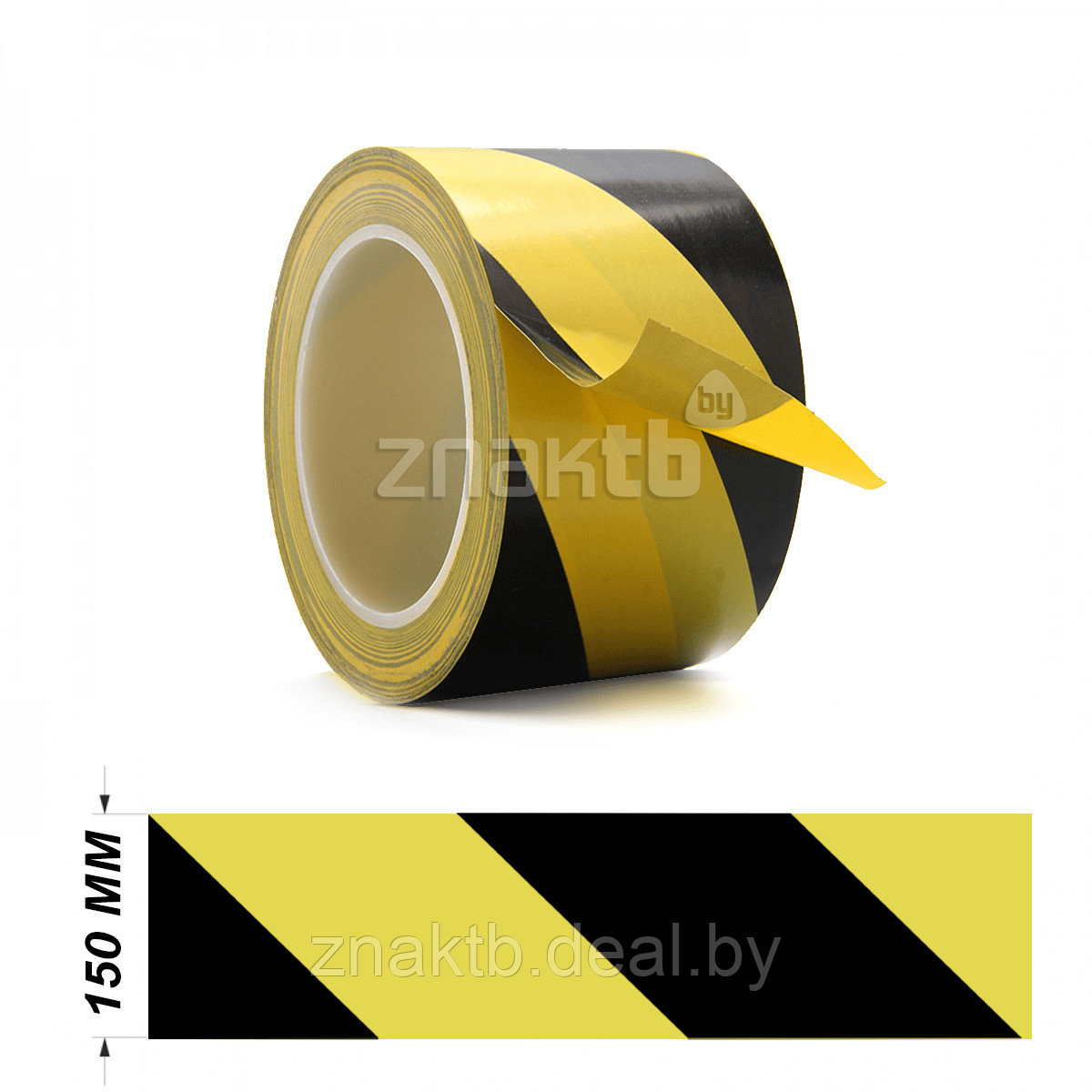 Лента ПВХ для разметки желто/черный 150мм*33м - фото 1 - id-p113564588