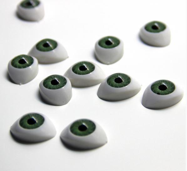 Глазки выпукл. для игрушки 23*16 мм (№12) (для приклеивания) серо-зеленый, 1шт.
