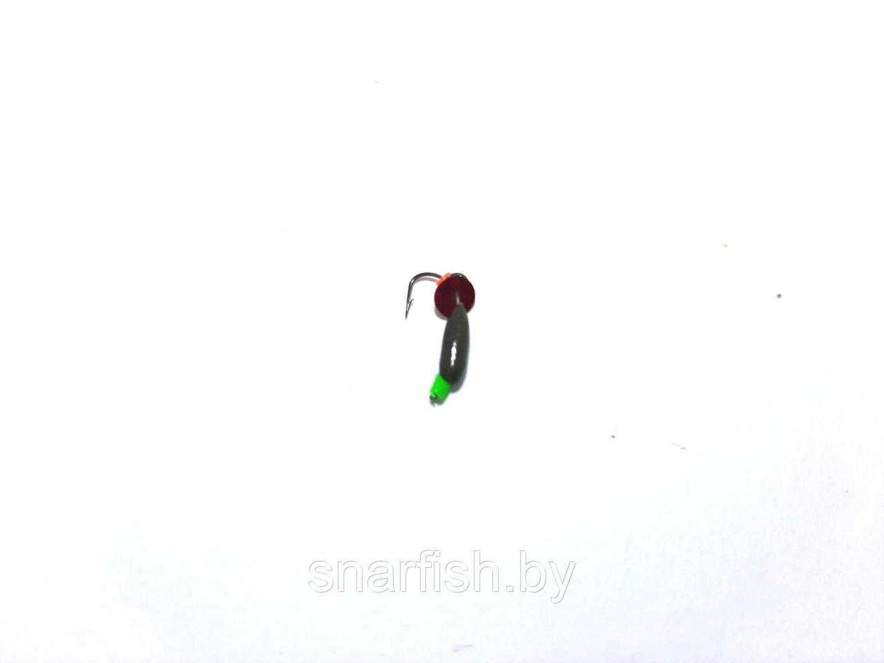 Мормышка "Хрень" черная с красным и зеленым - фото 1 - id-p113580239