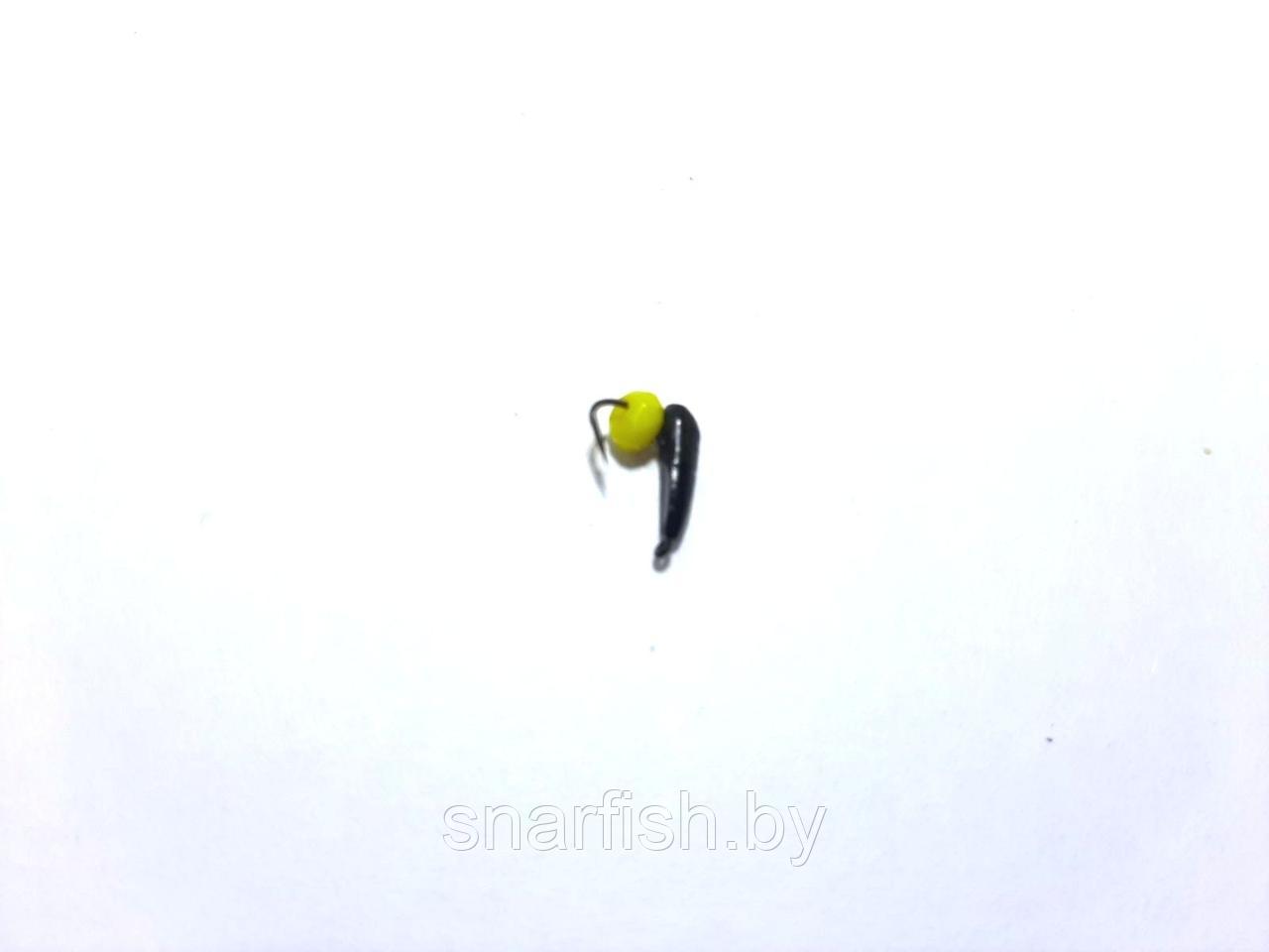 Мормышка "Хрень" черная с желтым шариком - фото 1 - id-p113580240