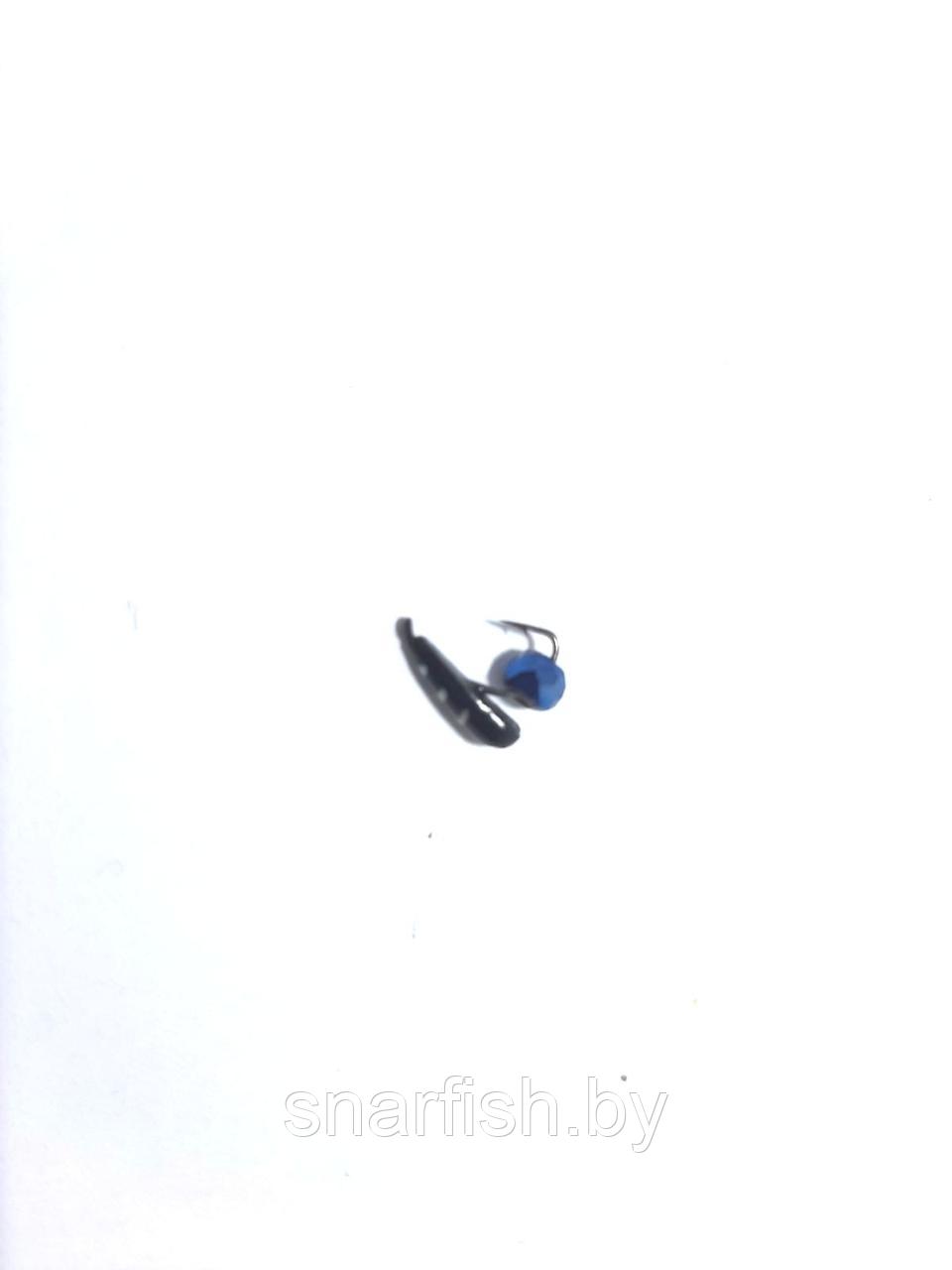 Мормышка "Хрень" черная с синим граненым шариком - фото 1 - id-p113590330