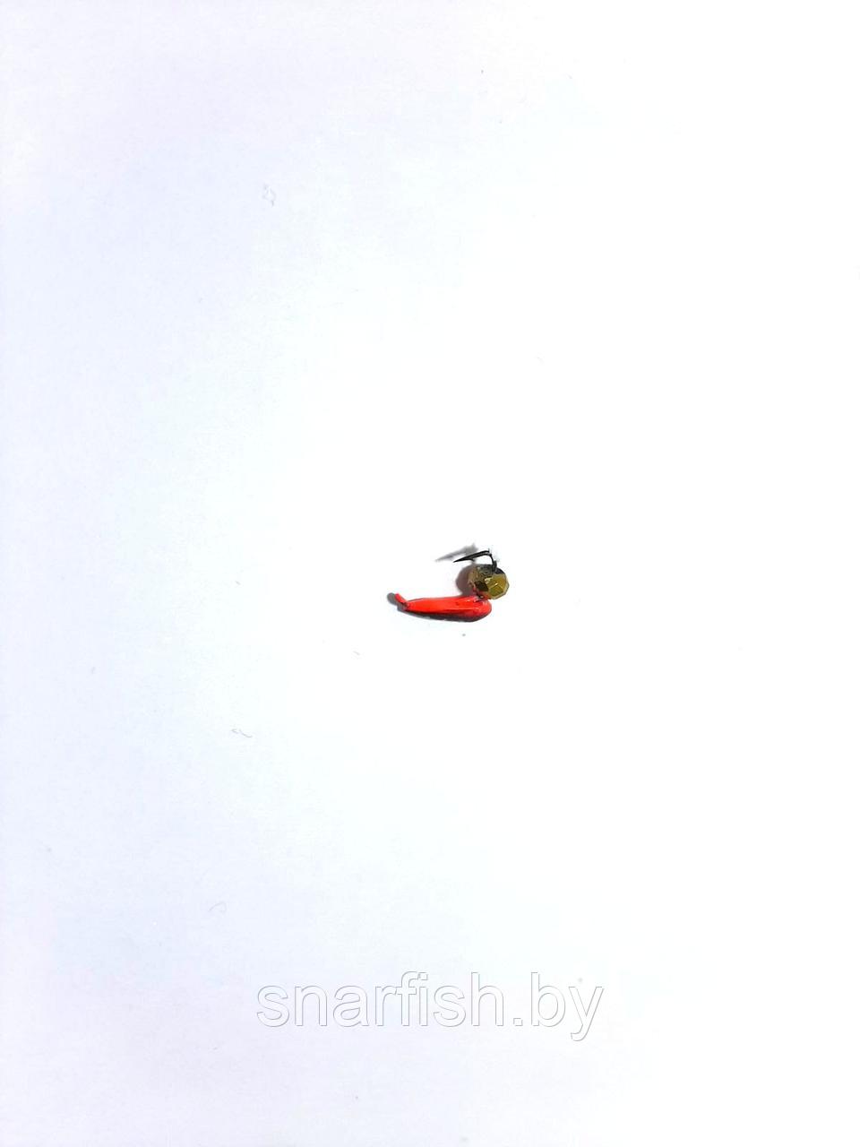 Мормышка "Хрень" черно-красная с золотистым шариком
