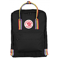 Рюкзак KANKEN(КАНКЕН) Fjallraven Classic Черный с радужными ручками