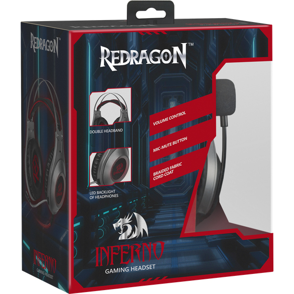 Гарнитура накладная Redragon Inferno металлик, игровая, кабель - 2м - фото 5 - id-p113603189