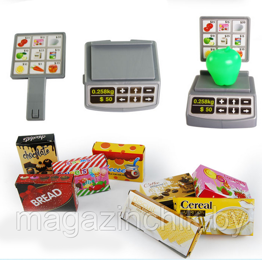 Набор для игры в магазин Супермаркет 668-18 с тележкой, овощи, фрукты, сканер, со световыми и звуковыми эффект - фото 5 - id-p6616404
