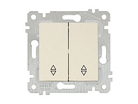 Выключатель проходной 2-клав. (скрытый, без рамки, пруж. зажим) кремовый, RITA, MUTLUSAN (10 A, 250 V, IP 20)