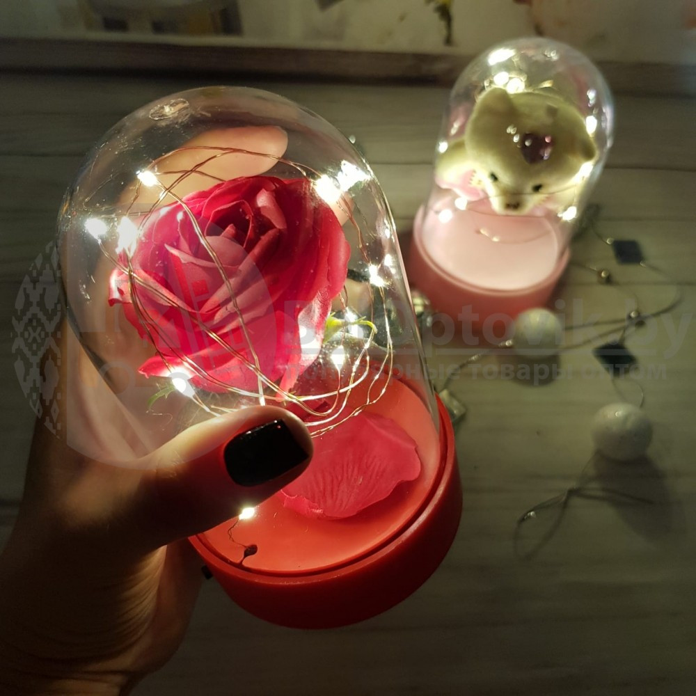 Сувенир-светильник в колбе с подсветкой. Оригинальный подарок Роза - фото 5 - id-p113664938