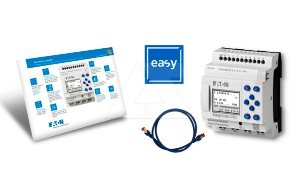 Программируемый логический контроллер EASY-BOX-E4-DC1 в составе: EASY-E4-DC-12TC1, EASYSOFT-SWLIC, патч-корд - фото 1 - id-p113736113