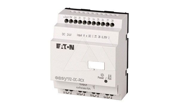 Программируемый логический контроллер EASY512-DC-RCX, 24VDC, 8(2 аналог.)вх., 4 рел.вых., таймер - фото 1 - id-p113736123