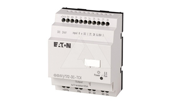 Программируемый логический контроллер EASY512-DC-TCX10, 24VDC, 8(2 аналог.)вх., 4 транз.вых., таймер, русифиц. - фото 1 - id-p113736126