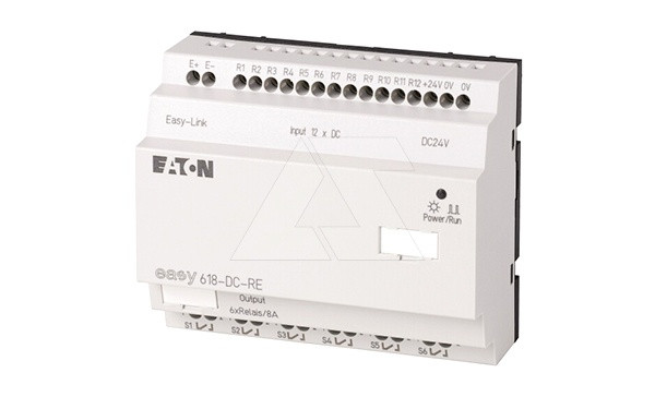 Программируемый логический контроллер EASY618-DC-RE, 24VDC,модуль расширения 12 цифр.вх., 6 рел.вых. - фото 1 - id-p113736127