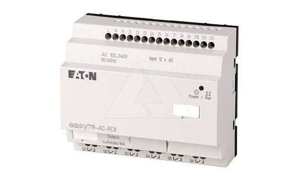 Программируемый логический контроллер EASY719-AC-RCX10, 115/240VAC, 12 цифр.вх., 6 рел.вых., таймер, русифиц. - фото 1 - id-p113736130