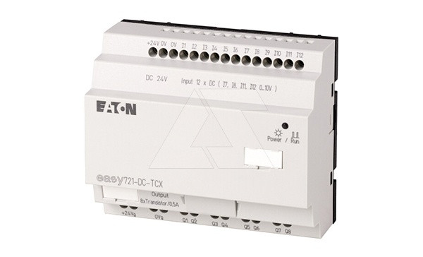 Программируемый логический контроллер EASY721-DC-TCX10, 24VDC, 12(4 аналог.)вх., 8 транз.вых., таймер, - фото 1 - id-p113736136