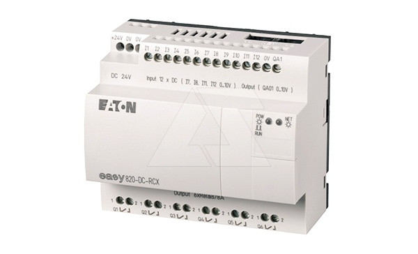 Программируемый логический контроллер EASY820-DC-RCX, 24VDC, 12(4 аналог.)вх., 6(1 аналог.)рел.вых., таймер - фото 1 - id-p113736140