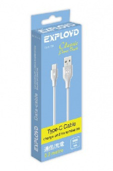 EX-K-734 USB - TYPE-C круглый белый 0.2М Power Bank Classic Дата-кабель EXPLOYD - фото 2 - id-p113599902