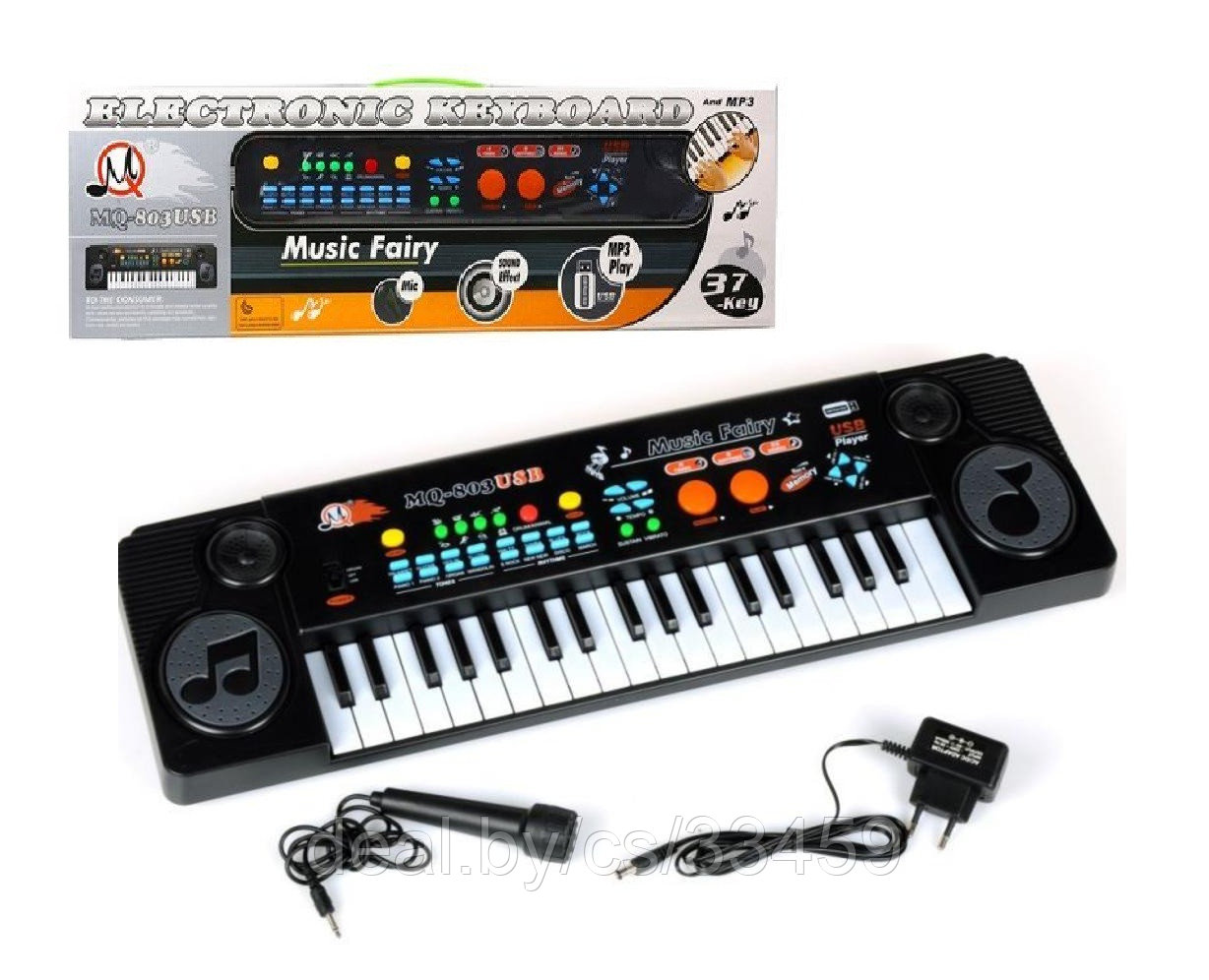 Play Smart Синтезатор детский музыкальный с микрофоном сетевым адаптером +читает USB, фото 1
