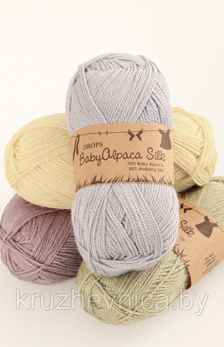 Пряжа DROPS Baby Alpaca Silk (70% альпака, 30% шелк, 50г 167м) Цвет: 6235 grey blue - фото 4 - id-p38894270