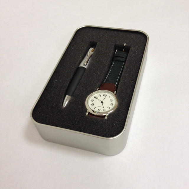 Часы кварцевые наручные с авторучкой Kaspersky (подарочный набор)