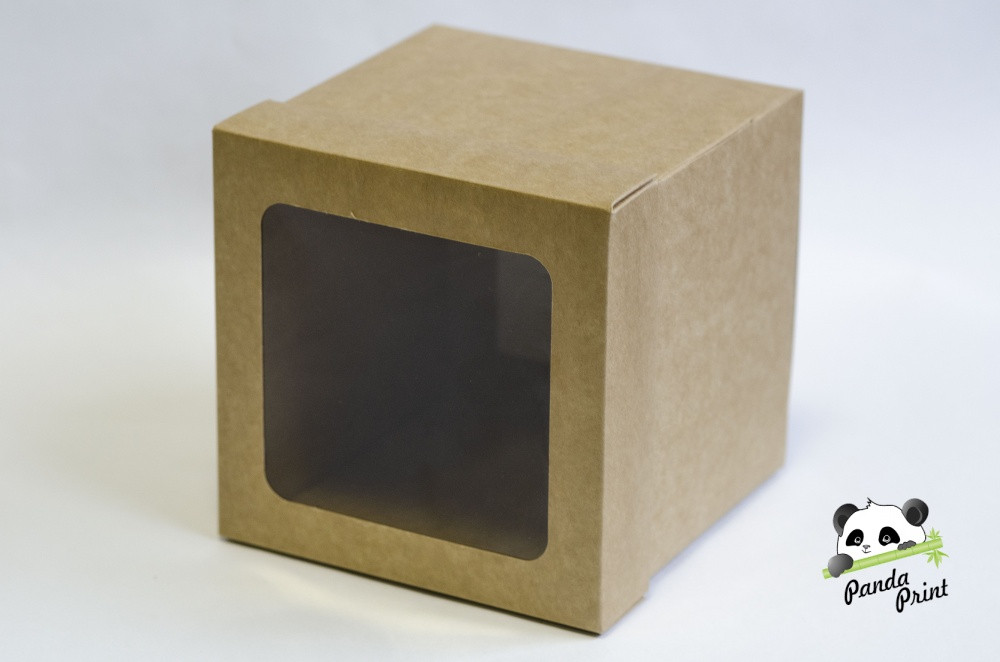 Коробка с прозрачным окном 100х100х95 крафт - фото 2 - id-p111465121
