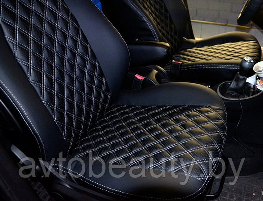 Чехлы для Ford Transit РОМБ (00-15) Экокожа (3 места), фото 2