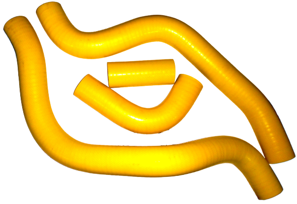 Патрубок системы охлаждения ВАЗ-2112 (4шт) материал: армированный 4 слоя силикон желтый-синий серия Comfort - фото 1 - id-p113917320