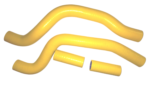 Патрубок системы охлаждения ВАЗ-2110, 2111 (4шт) материал: армированный 4 слоя силикон желтый-синий - фото 1 - id-p113920805