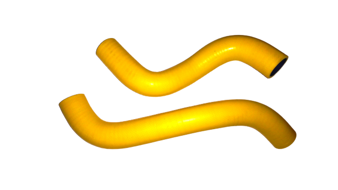 Патрубок системы охлаждения ВАЗ-2123 (2шт) материал: армированный 4 слоя силикон желтый-синий серия Comfort - фото 1 - id-p113920959