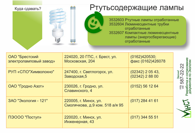 Куда сдавать ртутьсодержащие отходы (люминесцентные, энергосберегающие лампы))