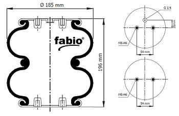Пневморессора (тип 2D 180) двух секционная 2D-180 FABIO