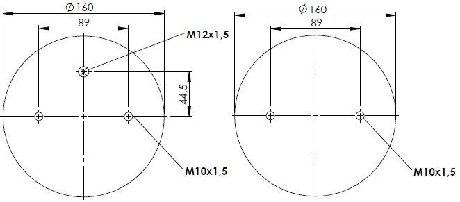 Пневморессора (тип 2DC/FD 220-3) двух секционная 912B220 (верх 2отв.M10х1,5 штуц.M12х1,5 Н:2отв. М