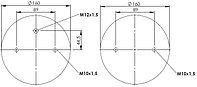 Пневморессора (тип 2DC/FD 220-3) двух секционная 912B220 (верх 2отв.M10х1,5 штуц.M12х1,5 Н:2отв. М