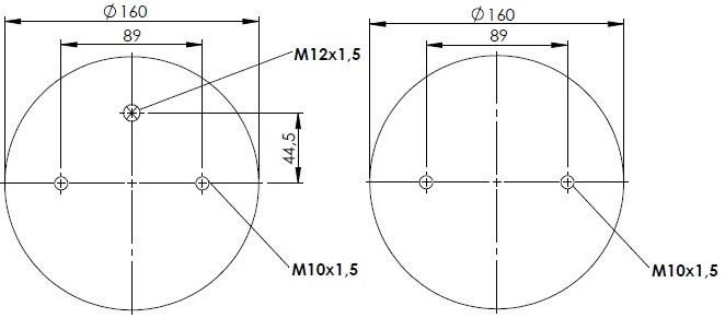 Пневморессора (тип 2DC/FD 220-3) двух секционная WBR 2RC-220-3K (верх 2отв.M10х1,5 штуц.M12х1,5 Н: