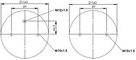 Пневморессора (тип 2DC/FD 220-3) двух секционная WBR 2RC-220-3K (верх 2отв.M10х1,5 штуц.M12х1,5 Н: