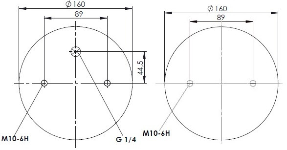 Пневморессора (тип 2DC/FD 220-4) двух секционная WBR 2RC-220-4K (верх 2отв.M10, отв-шт.G1/4 низ 2о