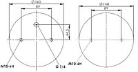 Пневморессора (тип 2DC/FD 220-4) двух секционная WBR 2RC-220-4K (верх 2отв.M10, отв-шт.G1/4 низ 2о