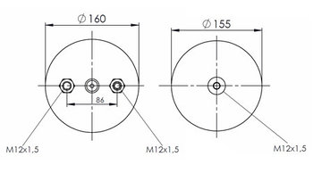 Пневморессора (112) со стаканом WBR 0112-K (верх шп. М12х1,5 шп-штуц. М12х1,5. низ М12х1,5)