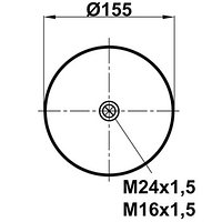 Пневморессора (4757) без стакана 344757-1S FABIO (верх нп.-штуц.М24х1,5/М16х1,5. низ D130,8)