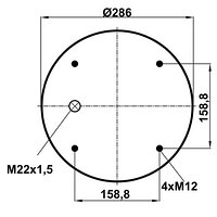 Пневморессора (810) без стакана 34810-S (верх 4шп.M12. отв-штуц.M22х1,5. низ отв. D156,5)